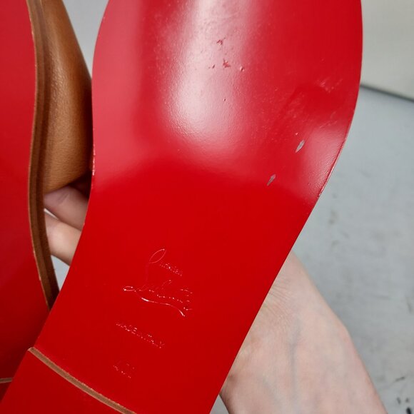 Christian Louboutin Brown Flat CL Logo Mule Slide Sandal - Picture 11 of 11